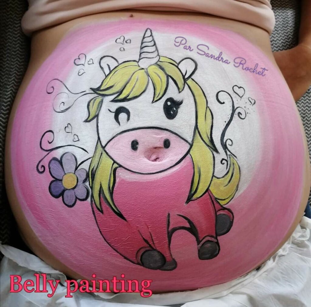 Belly painting licorne