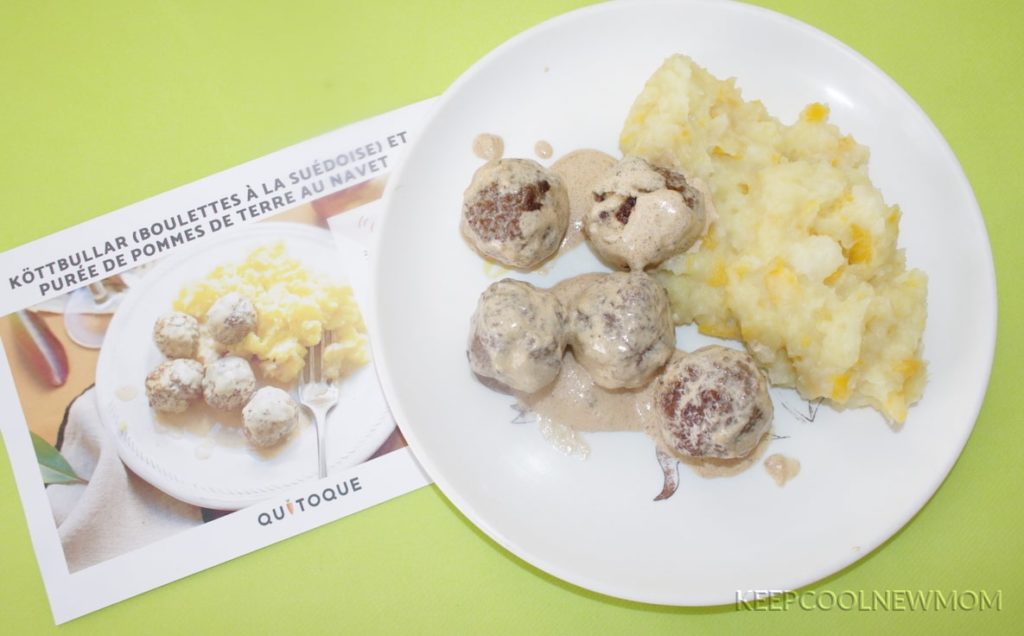 Recette Quitoque : Köttbullar (boulettes à la suédoise) et purée de pommes de terre au navet