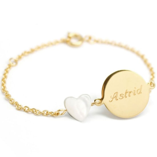 Bracelet Lovely avec un cœur en nacre de la marque Petits Trésors