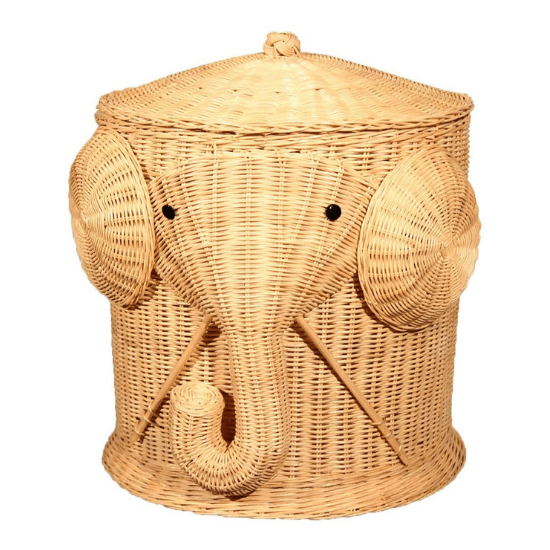 Panier en rotin en forme d'éléphant