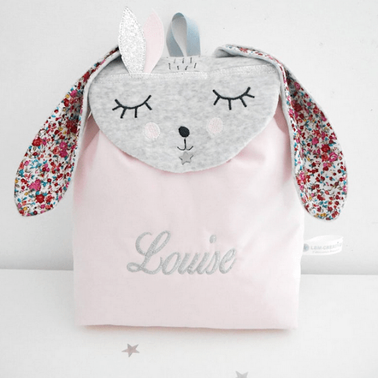 Sac à dos lapin personnalisable pour enfant - Créatrice ETSY : LBMcreation