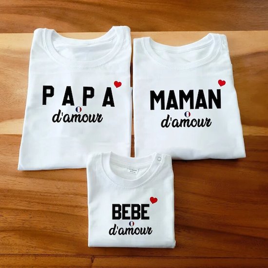 T-shirt assorti famille d'amour - Créatrice ETSY : magiculos