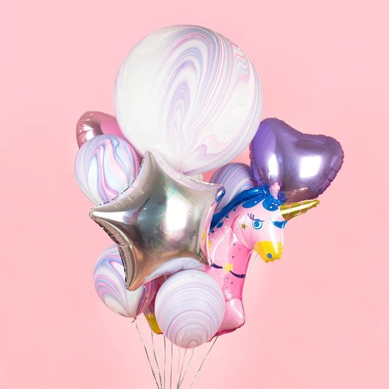Ballon helium en forme de licorne ailée rose