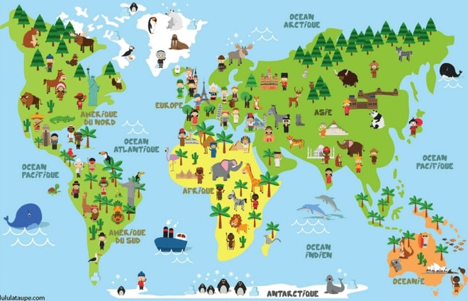 Carte du monde représentant les différent pays qui fêtent la baby shower