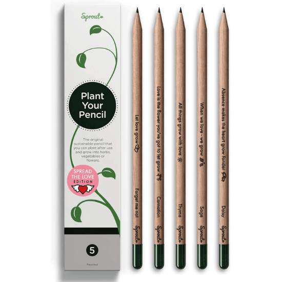 Crayons graphite en bois naturel bio sans plomb avec gravure de message d’amour