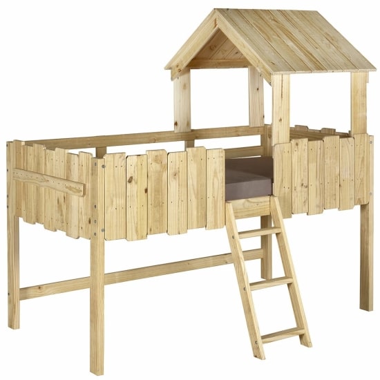 Lit cabane enfant en bois massif 90x190 Naturel à acheter pendant les Soldes Maisons du Monde