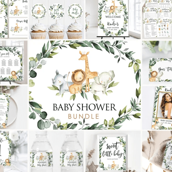 Kit pour baby shower jungle - Créatrice ETSY : Paperealities