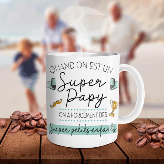 Idée cadeau pour la fête des grands-pères : un mug super papy