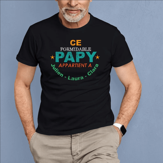 Cadeau pour la fête des grands-pères : un t-shirt personnalisé - Créatrice ETSY : UniciteeCreation