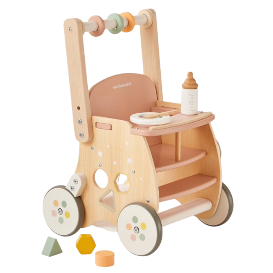 Chariot de marche poussette en bois