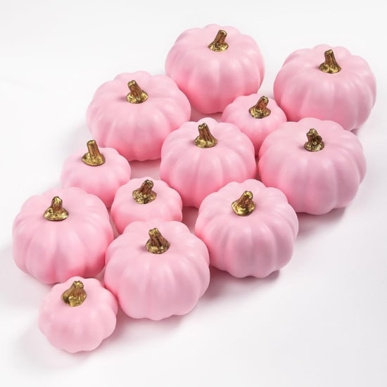 Décoration de citrouilles roses