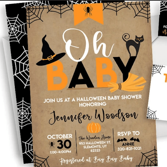 Invitation baby shower Halloween - Créatrice ETSY :