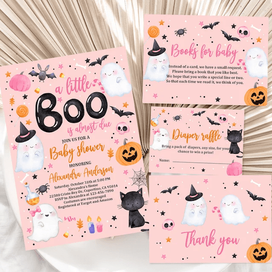 Invitation baby shower Halloween - Créatrice ETSY : HoneydesignStore