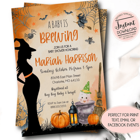 Invitation baby shower Halloween - Créatrice ETSY : MakinMemoriesOnPaper