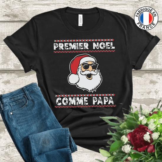 T-shirt Mon Premier Noël Comme PAPA - Créatrice ETSY : ZyteeArt