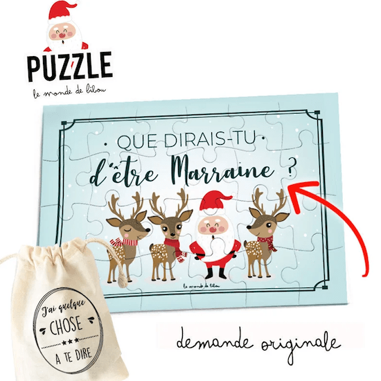 Annonce grossesse Noël puzzle personnalisé - Créatrice ETSY : lemondedebibou