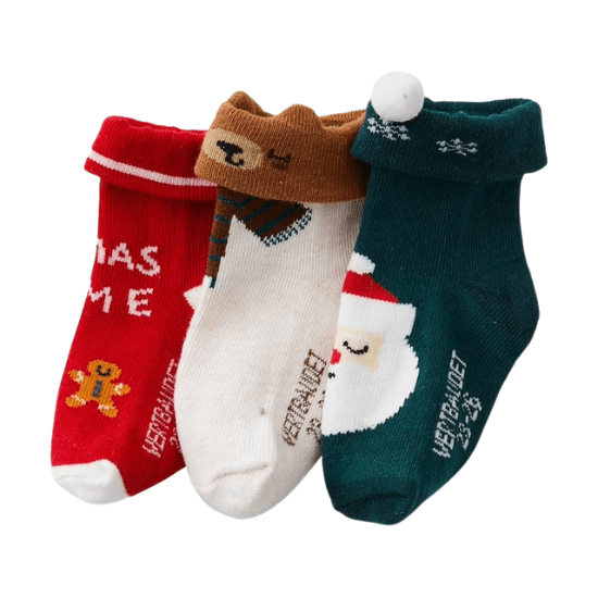 Lot de 3 paires de chaussettes Noël bébé