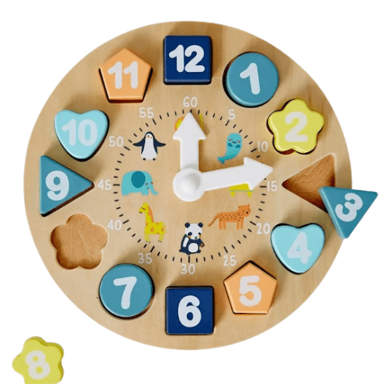 Jouet enfant 3 ans horloge d'apprentissage en bois