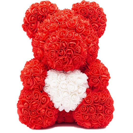 Idée cadeau de Saint-Valentin pour femme enceinte : ours en pétales de roses Amour de Roses