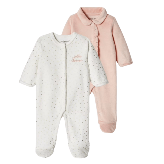 Pyjama hiver "coeur" bébé fille en velours Vertbaudet