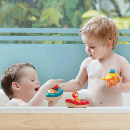 Jouet de bain bébé en bois Plan Toys
