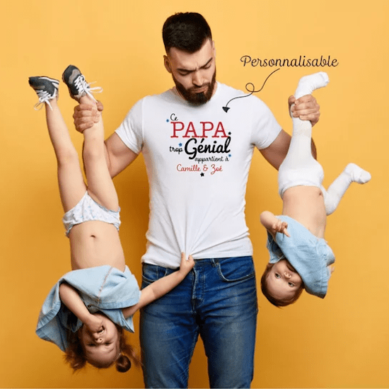 T-shirt papa trop génial – NinouSerigraphie