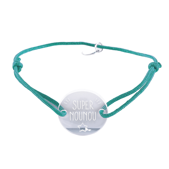Bracelet médaille gravée "Super nounou"