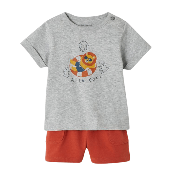 Ensemble T-shirt imprimé + short baggy bébé