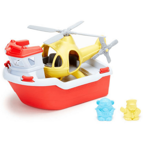 Jouet de Bain Bateau de Sauvetage et Hélicoptère Green Toys
