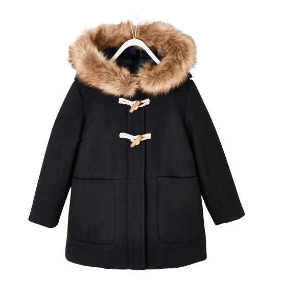 Duffle-coat à capuche en drap de laine fille vertbaudet