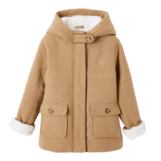 Manteau à capuche en drap de laine fille vertbaudet