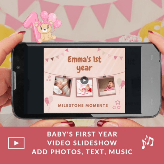 Montage vidéo pour immortaliser la première année de bébé - Créatrice Etsy : GreetMeSpecial