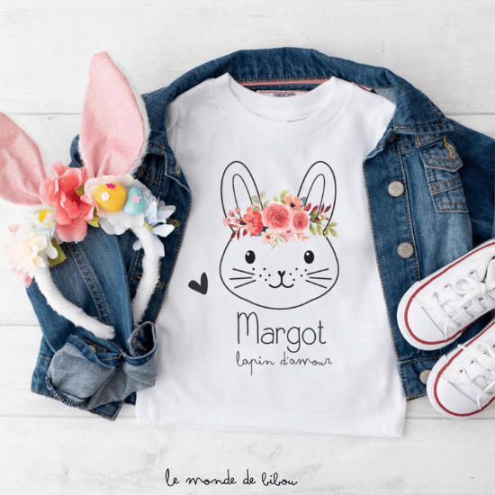 T-shirt bébé fille pour mettre dans un panier de Pâques - Créatrice Etsy : lemondedebibou