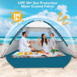 Tente Instantanée Tente Plage Pop Up Zack II Outdoorer - Protection UV60, 245x145x100cm, Bleue Abri Solaire Pliable