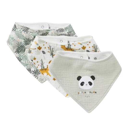 3 bavoirs bandanas en gaze de coton vertbaudet