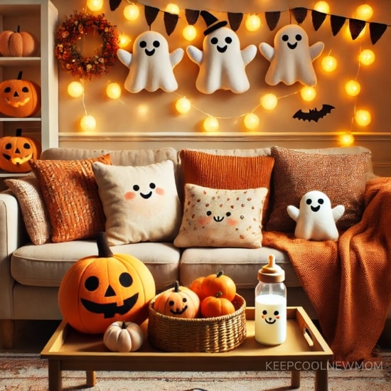 Déco salon pour le premier Halloween de bébé