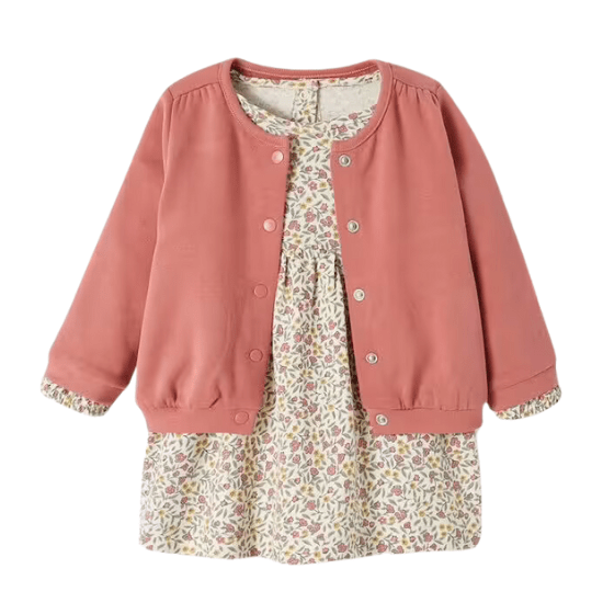 Ensemble 3 pièce robe + cardigan + bandeau bébé fille vertbaudet