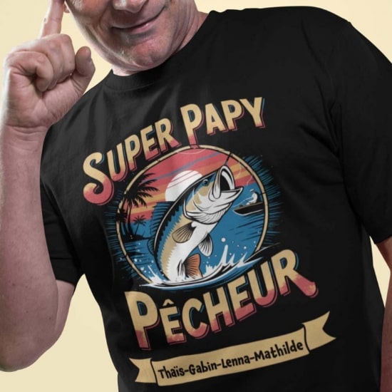 T-shirt papy pêcheur idée cadeau pour la fête des grands-pères - Créateur Etsy : PRINTSHIRTMADE