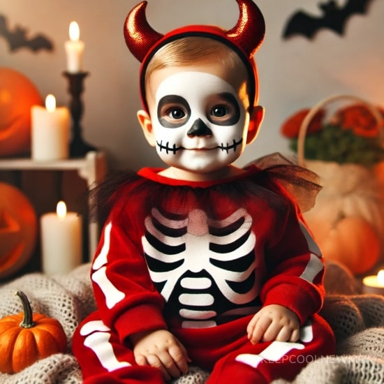 Diy costume Halloween bébé diable squelette