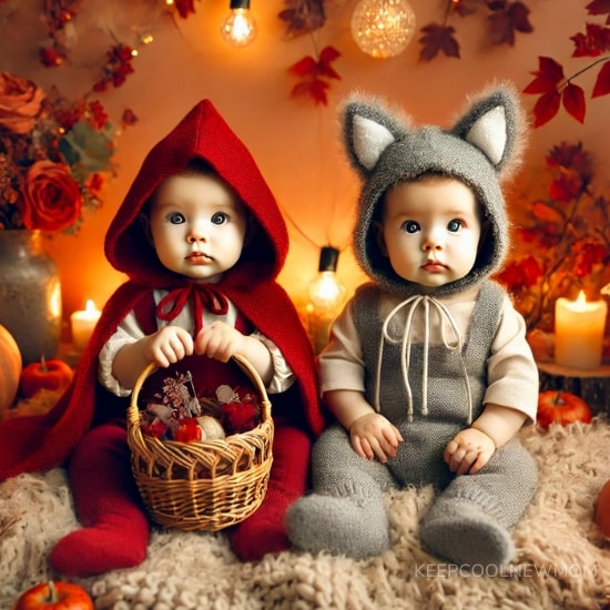 Diy costume Halloween bébé loup et chaperon rouge