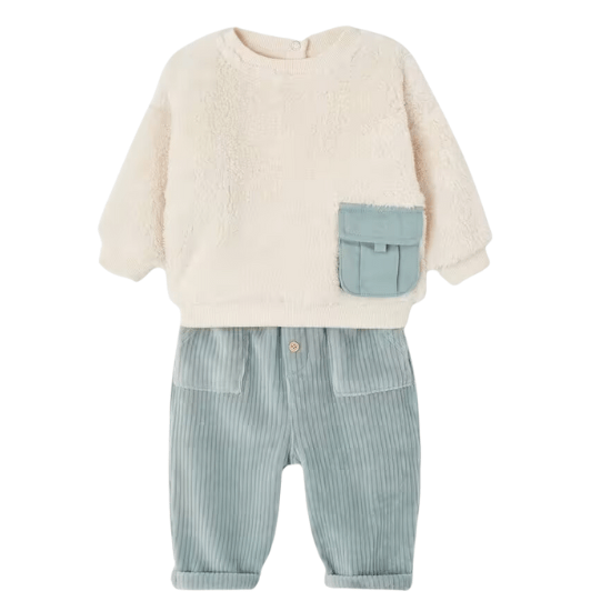 Ensemble bébé sweat peluche + pantalon velours vertbaudet