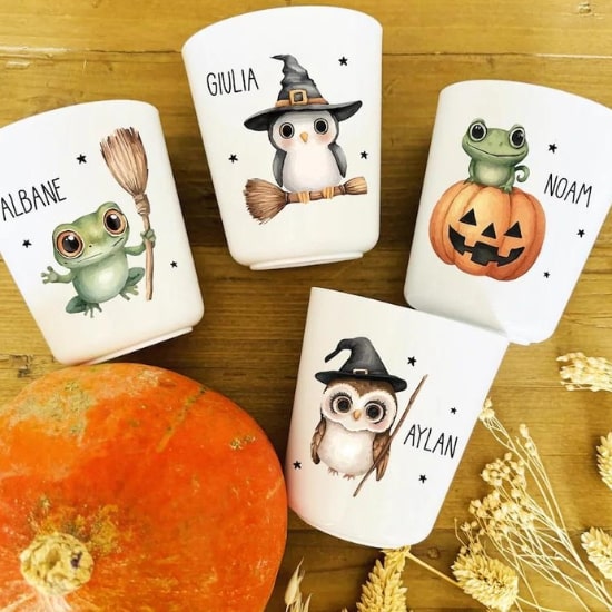 Gobelet Halloween maternelle - Créatrice Etsy : SweetChicAccessoires