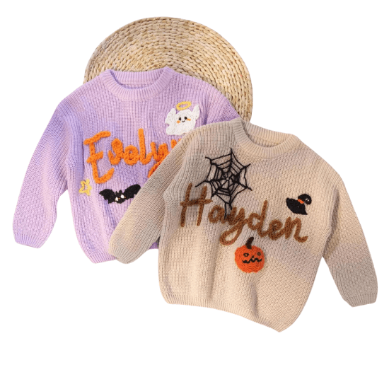 Pulls Halloween bébé assortis - Créatrice Etsy : awwpstyle