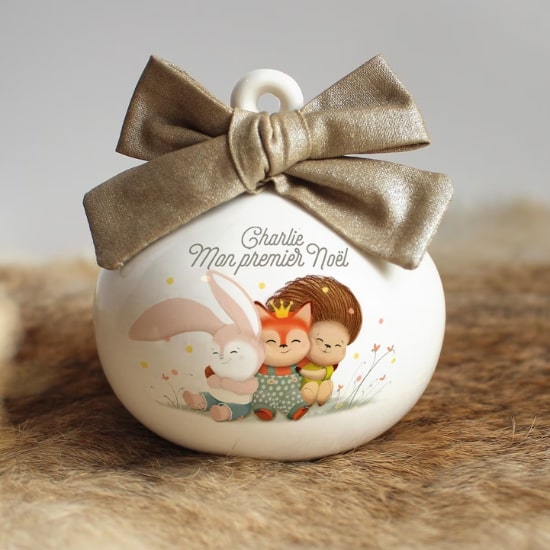 Boule de Noël bébé en porcelaine - Créatrice Etsy : GaelleDuvalCreations