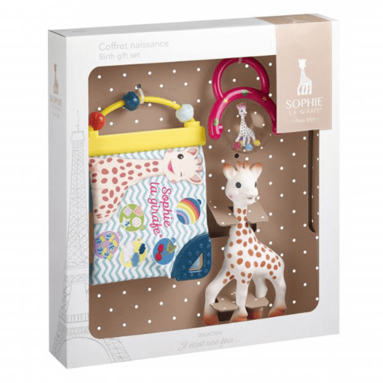 Idée premier cadeau de Noël bébé : le coffret jouet éveil Sophie la Girafe