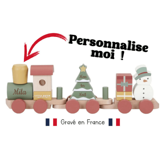 Jouet train de Noël personnalisé bébé - Créatrice Etsy : MaFabriquePerso