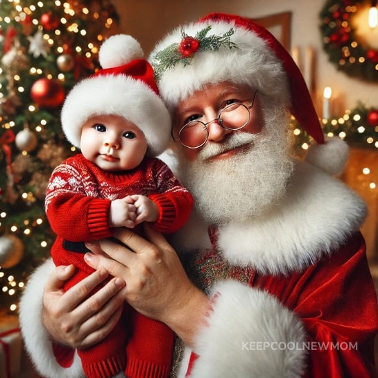 Photo pour le premier Noël bébé avec le Père-Noël