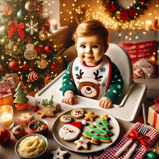 Photo de repas pour le premier Noël bébé