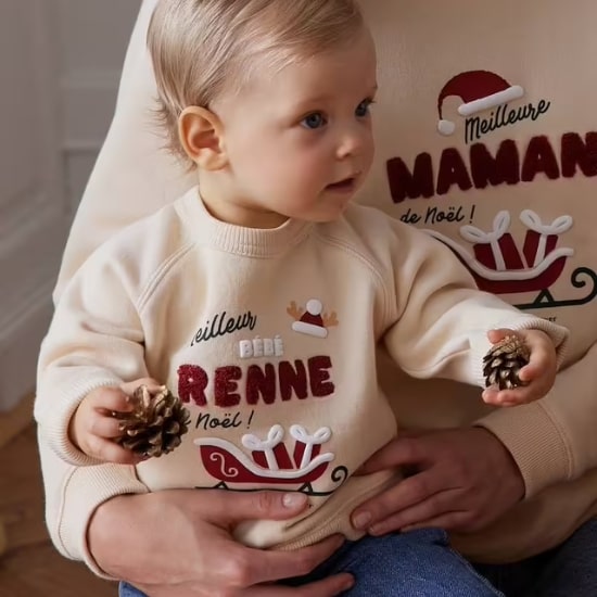 Sweat "Meilleur bébé renne de Noël" vertbaudet