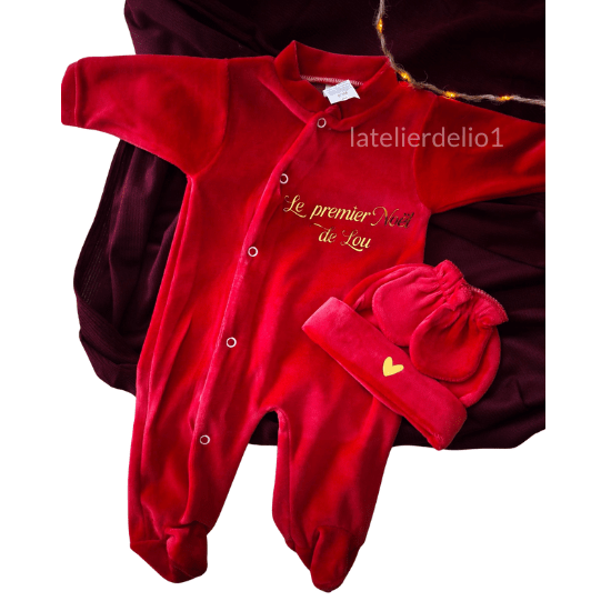 Pyjama bébé personnalisé, "Mon premier Noël" - Créatrice Etsy : latelierdelio1